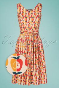 Mademoiselle YéYé - Sing Me A Song Dress Années 60 en Orange et Rouge Salade de Fruits