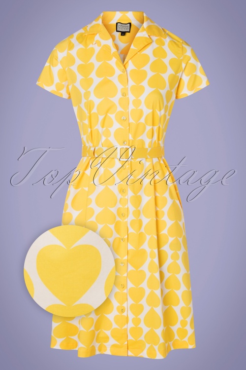 Mademoiselle YéYé - Sympathy For Sunshine jurk in Heartbeat geel