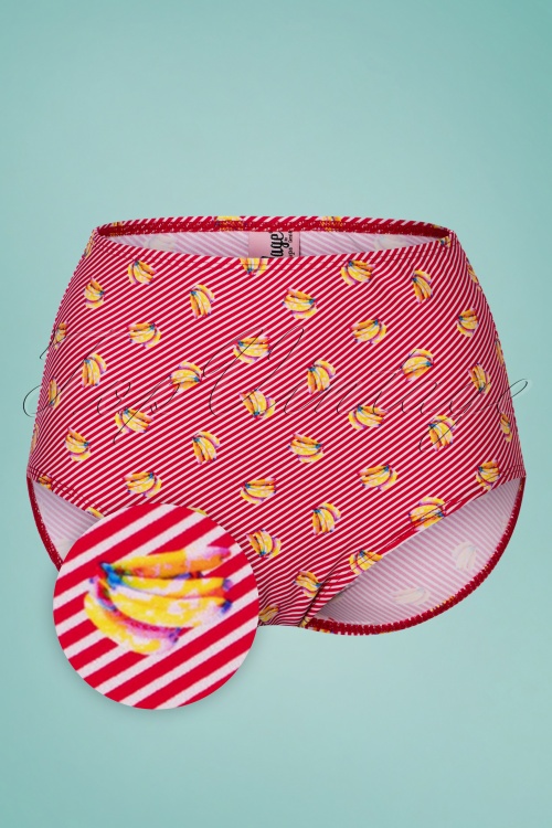Bettie Page Swimwear - Bunch a Bunch Bikini Pants Années 50 en Rouge et Blanc