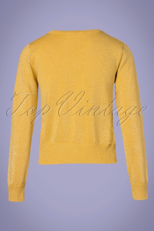 Mademoiselle YéYé - 60s Some Cosiness Cardigan in Yellow Lurex 2