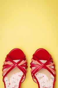 Bettie Page Shoes - Margot sandalen met bandjes in rood 3