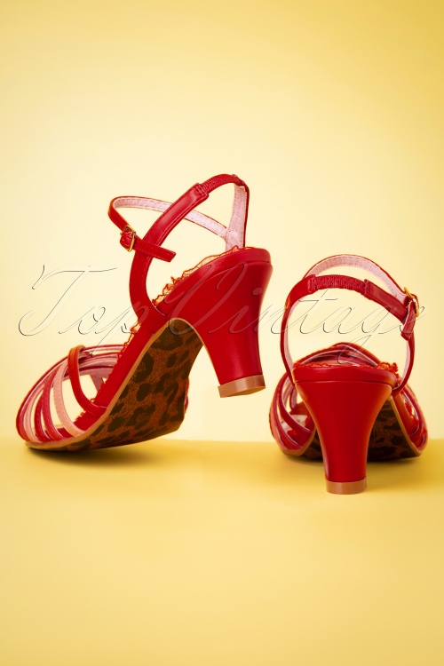 Bettie Page Shoes - Margot sandalen met bandjes in rood 5