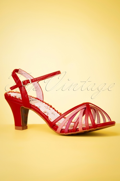 Bettie Page Shoes - Margot Strappy Sandals Années 50 en Rouge 4