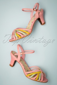 Bettie Page Shoes - 50s Margot Strappy Sandals in Pink 2