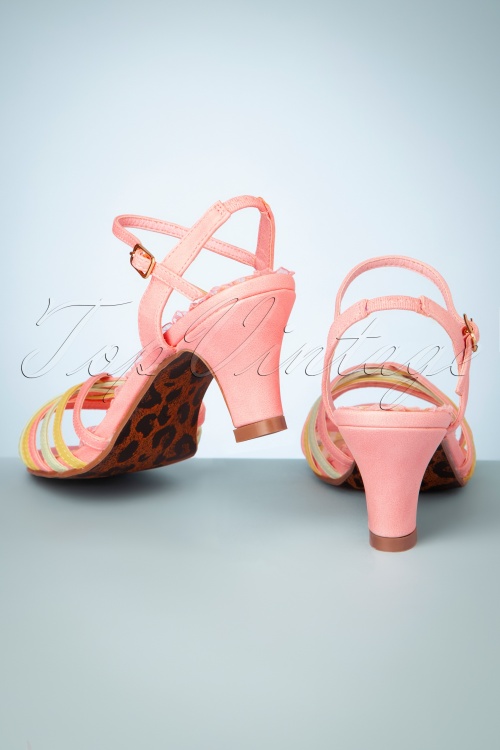 Bettie Page Shoes - Margot Strappy Sandals Années 50 en Rose 5