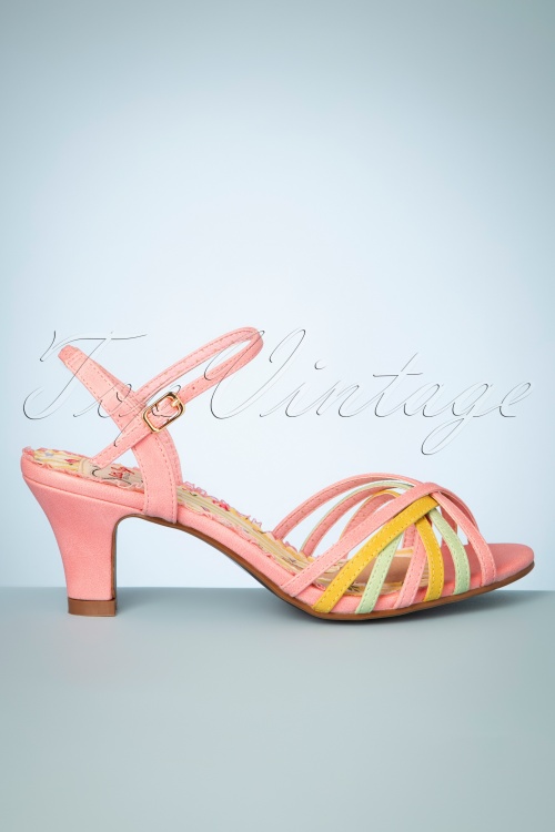 Bettie Page Shoes - Margot Strappy Sandals Années 50 en Rose 3