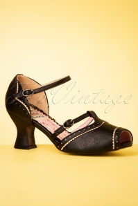 Bettie Page Shoes - Nicole peeptoe pumps in zwart