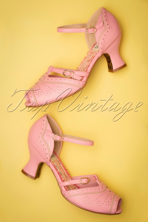 Bettie Page Shoes - Nicole Peeptoe-Pumps in Pink