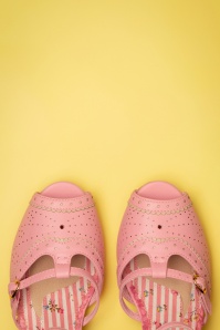 Bettie Page Shoes - 50s Nicole Peeptoe Pumps in Pink 3
