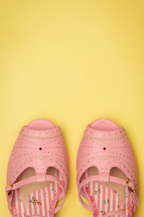 Bettie Page Shoes - Nicole Peeptoe-Pumps in Pink 3