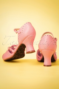 Bettie Page Shoes - 50s Nicole Peeptoe Pumps in Pink 5