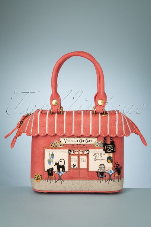 50s Cat  Cafe  Mini Grab Bag in Pink 