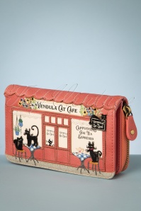 Vendula - Cat Cafe Geldbörse mit Reißverschluss in Pink 3