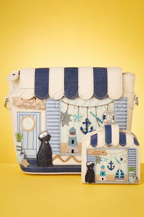 Vendula - Seaside Souvenirs mini tote tas in marineblauw en ecru 6