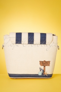 Vendula - Seaside Souvenirs mini tote tas in marineblauw en ecru 5