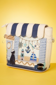 Vendula - Seaside Souvenirs mini tote tas in marineblauw en ecru 4
