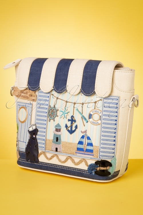 Vendula - Seaside Souvenirs mini tote tas in marineblauw en ecru 4