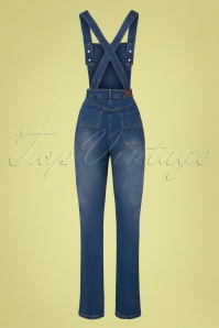 Bunny - 50s Betty Bee Dungarees in Denim Blue 3