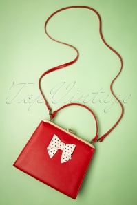 Lola Ramona ♥ Topvintage - Inez Polkadot Bow tas in rood 2