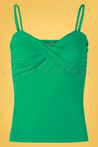 Banned Retro - 50s Wrap Front Top in Green 2