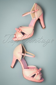 Bettie Page Shoes - 50s Sue Peeptoe Pumps in Pink 2