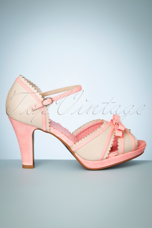 Bettie Page Shoes - 50s Sue Peeptoe Pumps in Pink 3