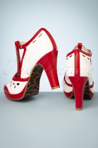 Bettie Page Shoes - Holly Pumps Années 50 en Blanc et Rouge 5