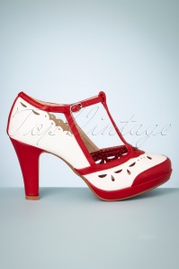 Bettie Page Shoes - Holly Pumps Années 50 en Blanc et Rouge 4