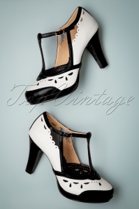 Bettie Page Shoes - 50s Holly Pumps in Black and White 2