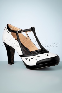 Bettie Page Shoes - Holly pumps in zwart en wit