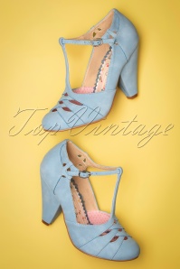 Bettie Page Shoes - Laura T-Strap Pumps Années 50 en Bleu Dragée 2