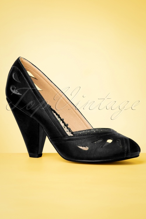 Bettie Page Shoes - Marilyn peeptoe pumps in zwart