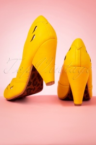 Bettie Page Shoes - Marilyn Peeptoe-Pumps in Gelb 5