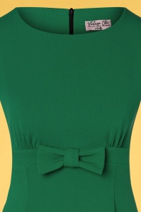 Vintage Chic for Topvintage - Daborah Bow swing-jurk in smaragdgroen 3