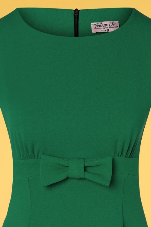 Vintage Chic for Topvintage - Daborah Bow Swing Kleid in Smaragdgrün 3