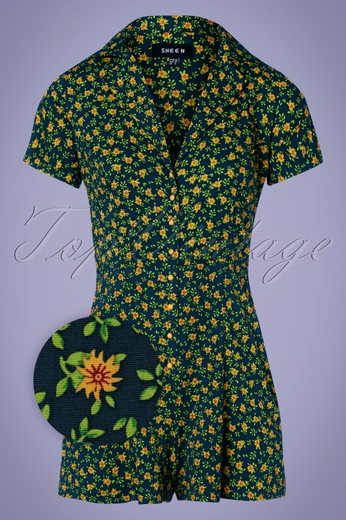 Timeless - 50s Tessa Floral Playsuit in Navy 2