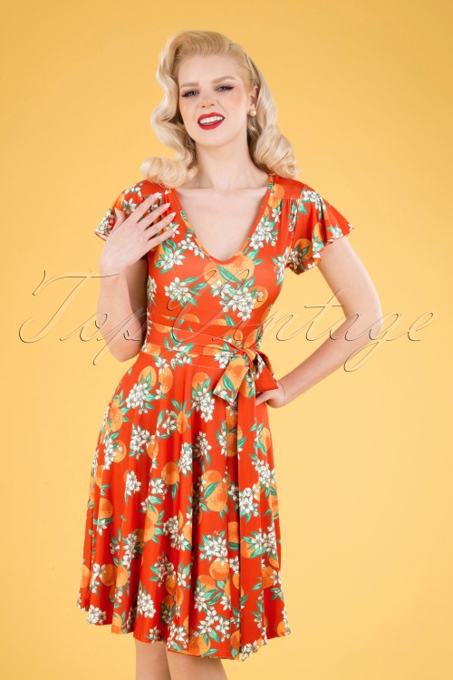 Bunny - 50s Castellana Swing Dress in Orange
