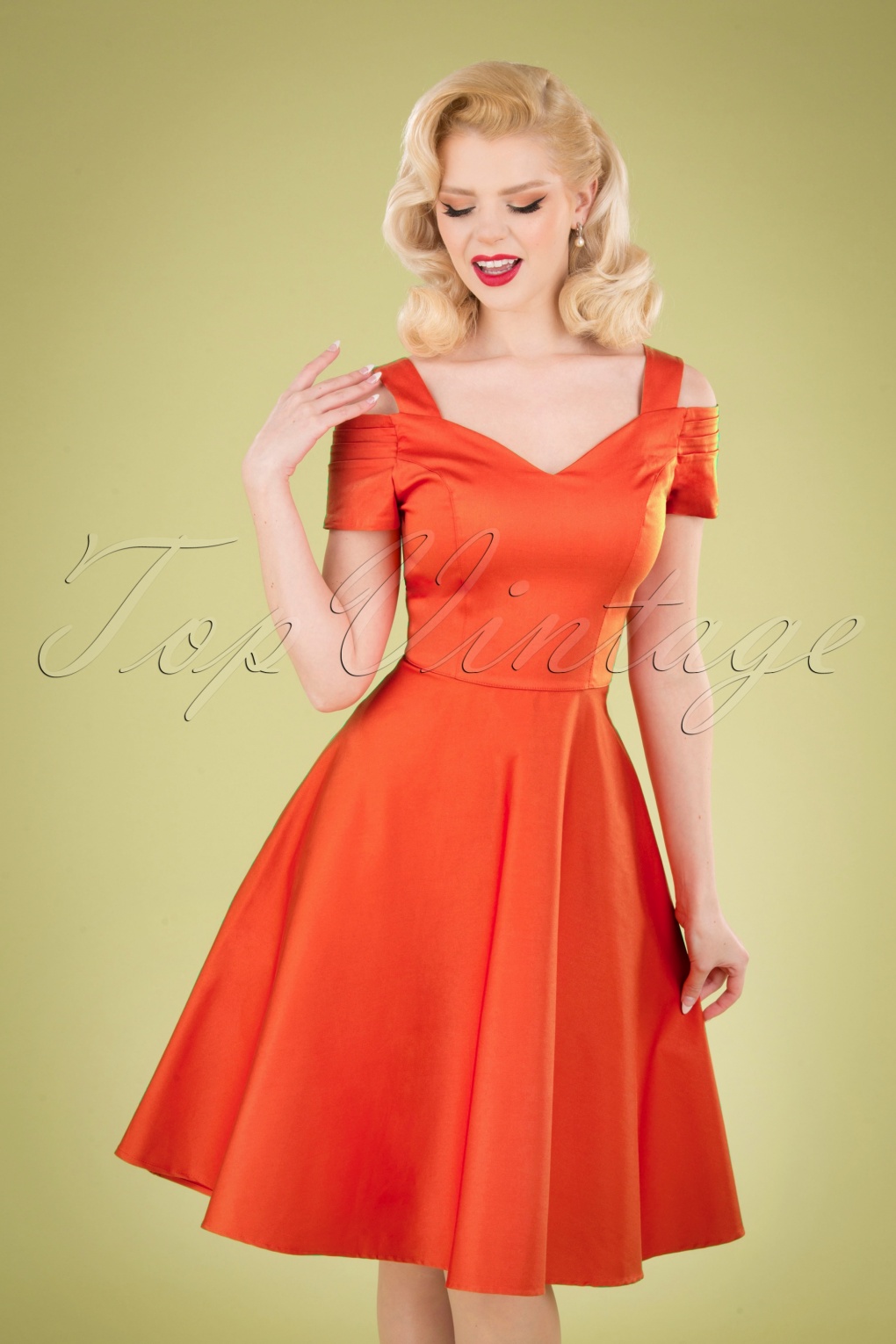 orange swing dress