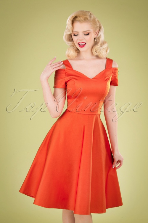 orangey red dress