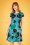 King Louie - Viola Lilybelle Silk Dress Années 50 en Bleu Nuit