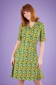 Collectif Clothing - 50s Roberta Gingham Swing Dress in Green