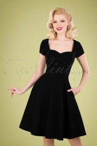 Collectif Clothing - 50s Kristy Plain Swing Dress in Black