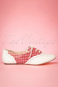 B.A.I.T. - 60s Emmie Gingham Derby Flats in Red and Ivory 3