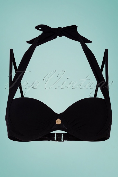 TC Beach - 50s Multiway Bikini Top in Black