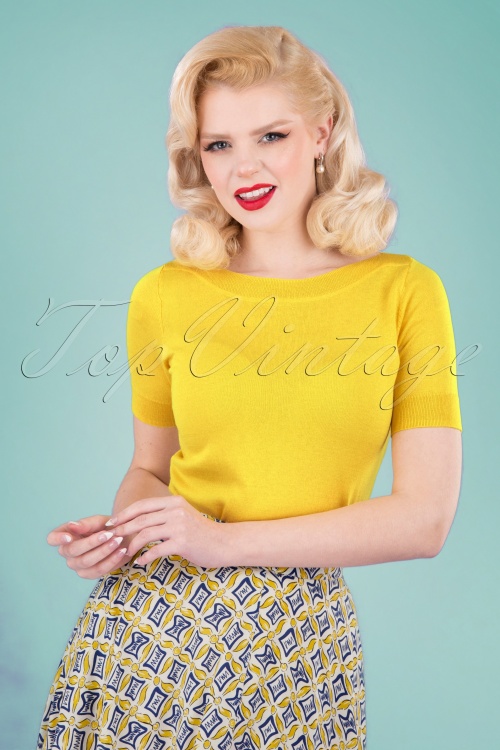 King Louie - 60s Audrey Cottonclub Top in Sunny Yellow