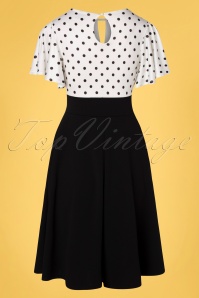 Vintage Chic for Topvintage - 50s Nina Polkadot Swing Dress in Black and Ivory 2