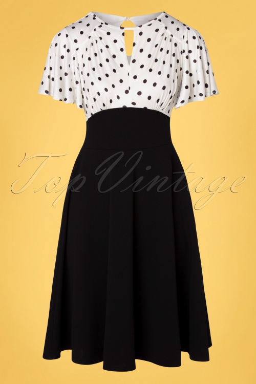 Vintage Chic for Topvintage - 50s Nina Polkadot Swing Dress in Black and Ivory