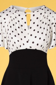 Vintage Chic for Topvintage - 50s Nina Polkadot Swing Dress in Black and Ivory 3