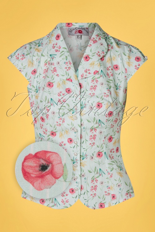 Miss Candyfloss - 50s Daisy Minty Blouse in Mint 2
