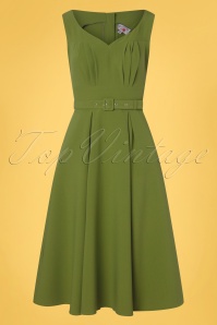 Miss Candyfloss - 50s Kesha Swing Dress in Moss Green